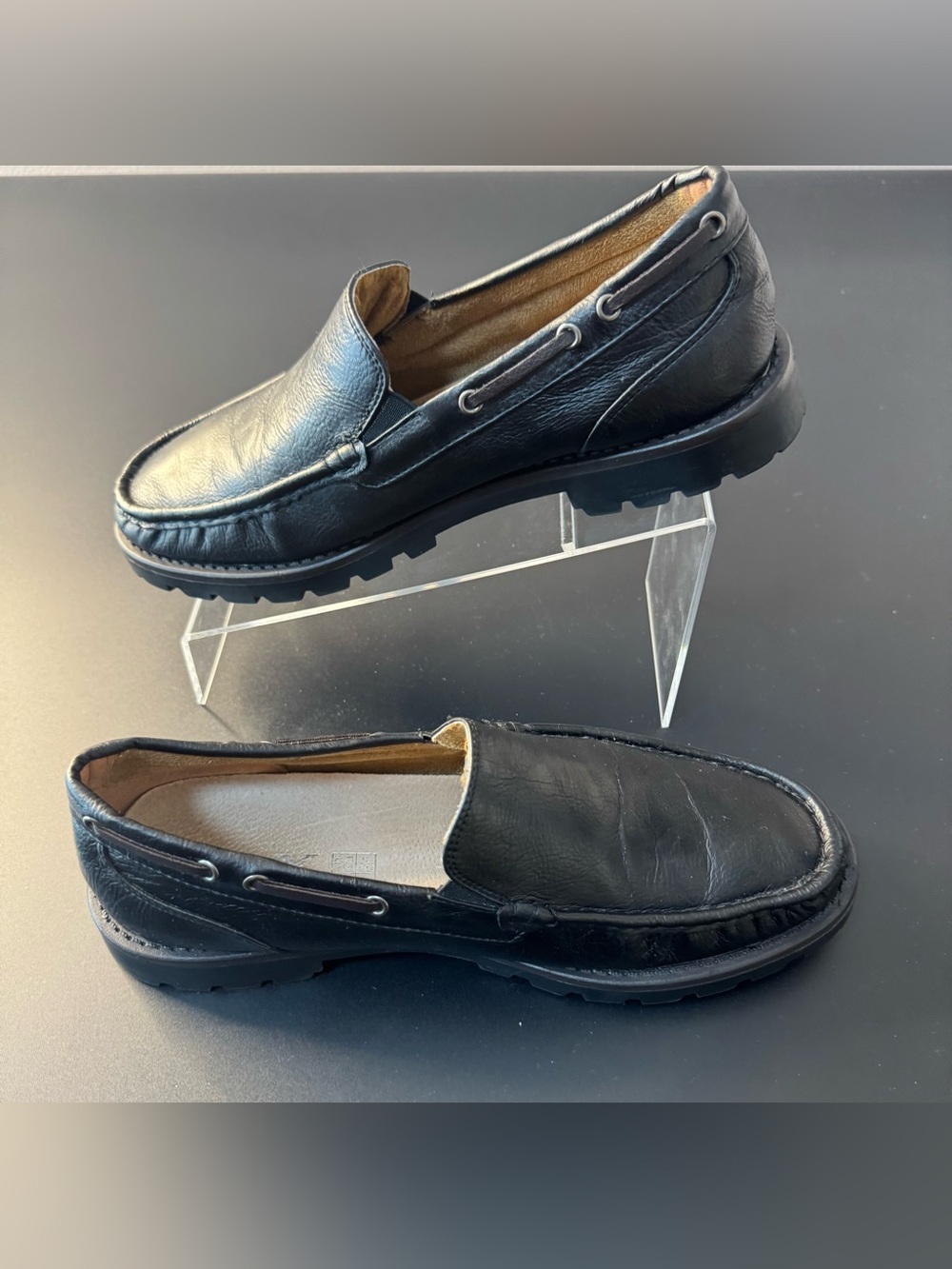Brix Men’s Black Leather Slip-On Driving Loafers Size 11.5